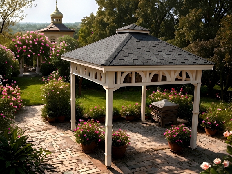 Altana 6 czterokątna wykonana z drewna sosnowego, ryflowane słupy.