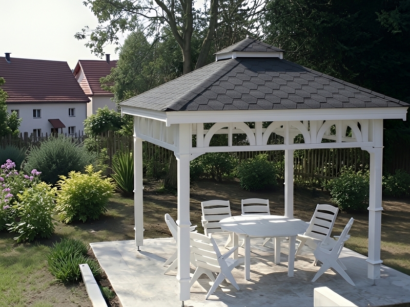 Altana 6 czterokątna wykonana z drewna sosnowego, ryflowane słupy.