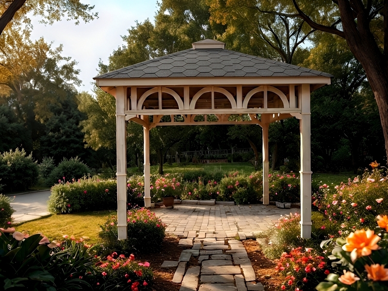 Altana 6 czterokątna wykonana z drewna sosnowego, ryflowane słupy.