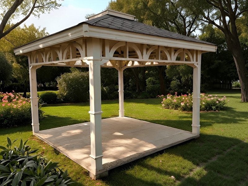 Altana 6 czterokątna wykonana z drewna sosnowego, ryflowane słupy.