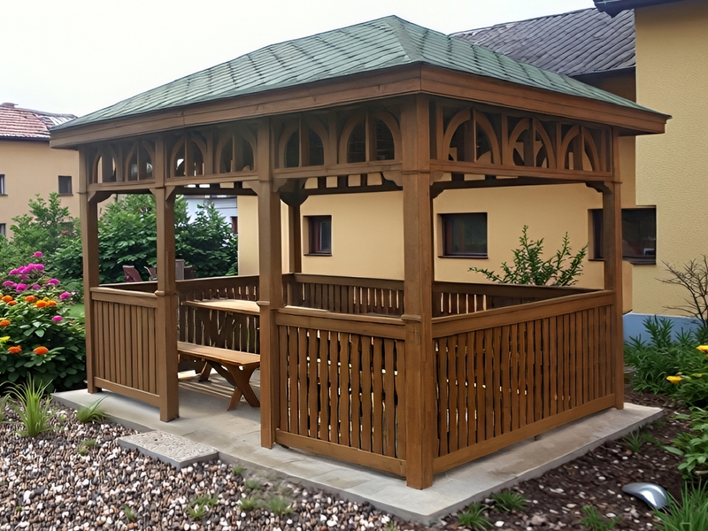 Altana 7 parkowa, 3x4,5 m, wykonana z drewna sosnowego.