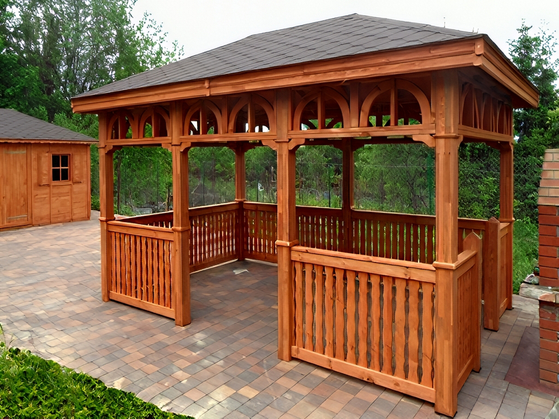 Altana 7 parkowa, 3x4,5 m, wykonana z drewna sosnowego.