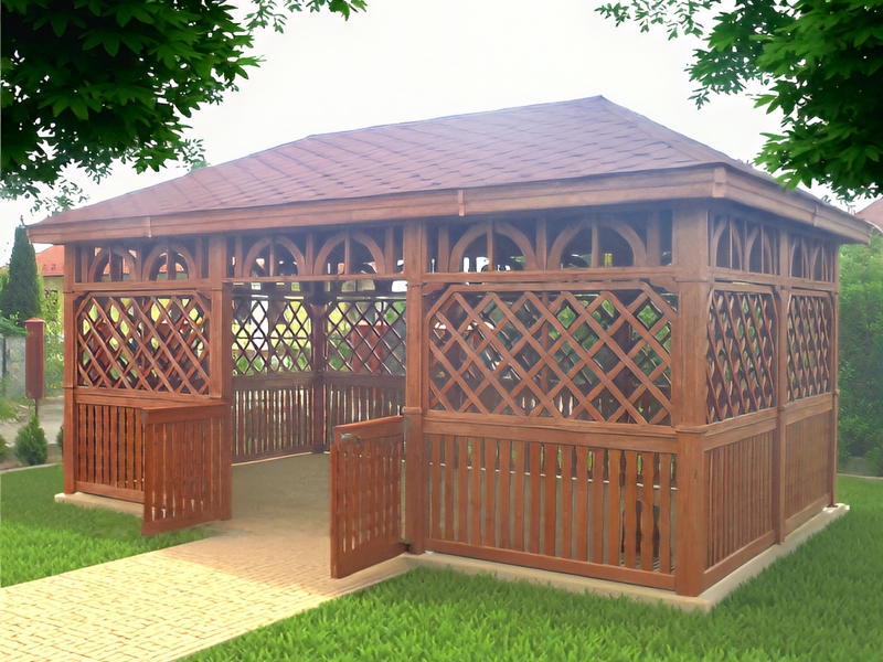 Altana 7 sosnowa parkowa, zabudowane boki. Altana 7 sosnowa parkowa, zabudowane boki.