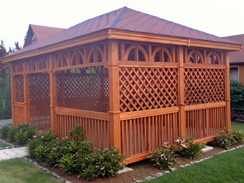 Altana 7 sosnowa parkowa, zabudowane boki. Altana 7 sosnowa parkowa, zabudowane boki.