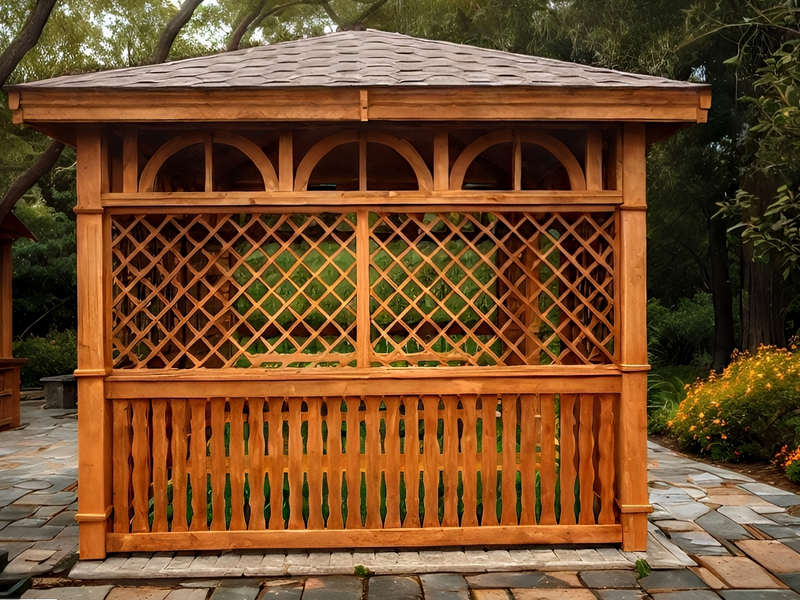 Altana 7 sosnowa parkowa, zabudowane boki. Altana 7 sosnowa parkowa, zabudowane boki.