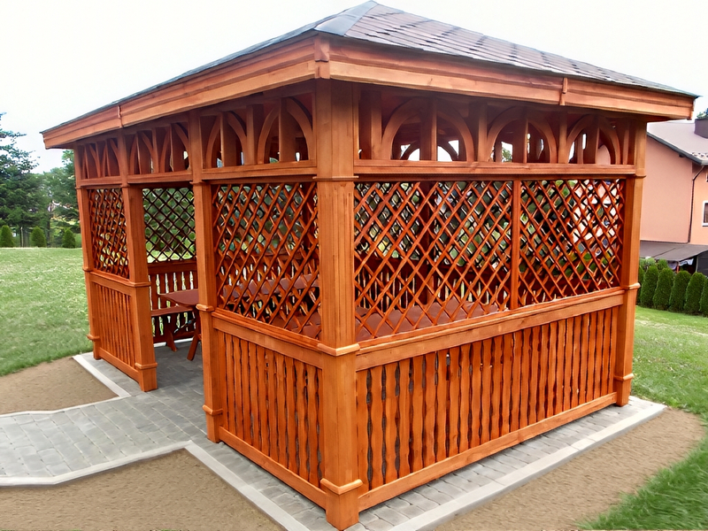 Altana 7 sosnowa parkowa, zabudowane boki. Altana 7 sosnowa parkowa, zabudowane boki.