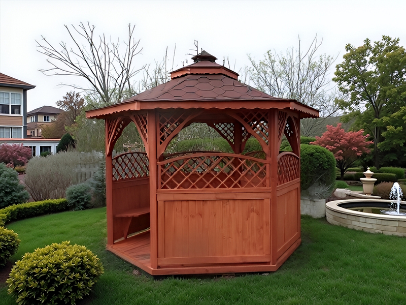 Altana 4 sześciokątna wykonana z drewna sosnowego, 5 kratek półokrągłych.