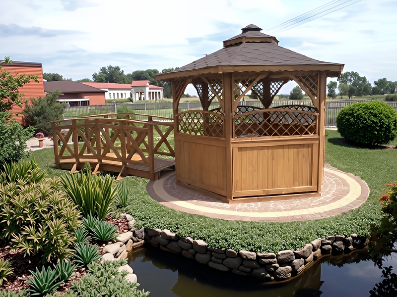 Altana 4 sześciokątna wykonana z drewna sosnowego, 5 kratek półokrągłych.