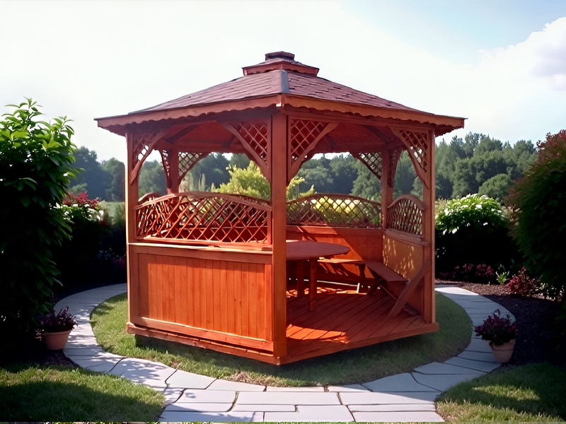 Altana 4 sześciokątna wykonana z drewna sosnowego, 5 kratek półokrągłych.