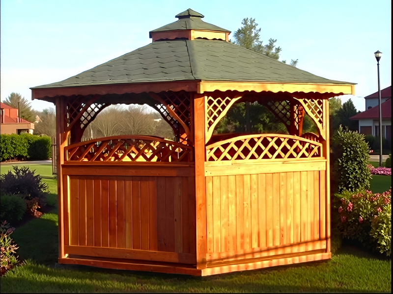 Altana 4 sześciokątna wykonana z drewna sosnowego, 5 kratek półokrągłych.