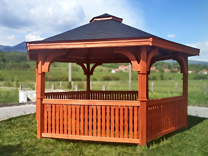 Altana 8 sześciokątna sosnowa z płotkami Altana 8 sześciokątna sosnowa z płotkami