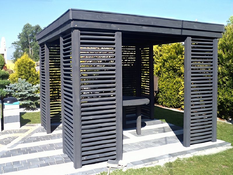 Altana 10 sosnowa czterokątna, ukośne deseczki. Altana 10 sosnowa czterokątna, ukośne deseczki.