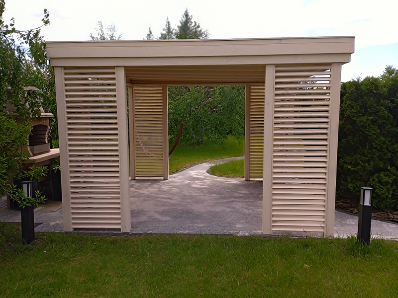 Altana 10 sosnowa czterokątna, ukośne deseczki. Altana 10 sosnowa czterokątna, ukośne deseczki.