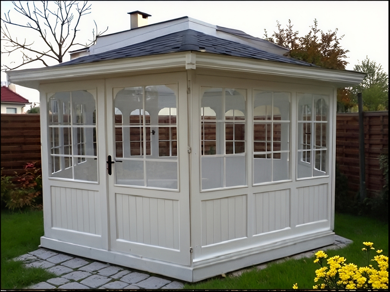 Altana 15 drewniana sosnowa sześciokątna, oszklona.