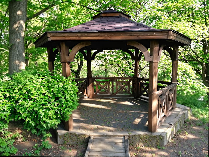 Altana 17 drewniana sosnowa sześciokątna, ryflowane słupy.