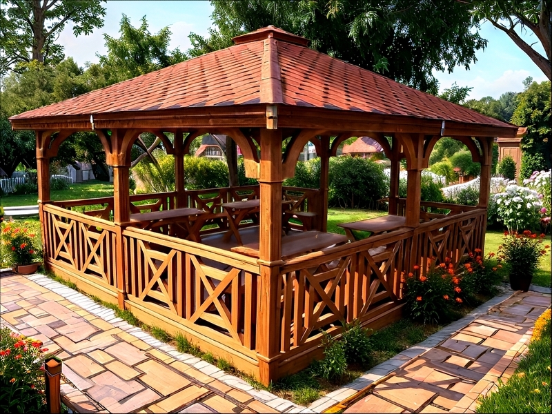 Altana 18 drewniana sosnowa sześciokątna, ryflowane słupy.