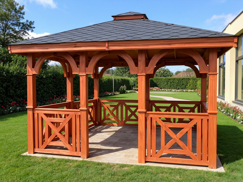 Altana 18 drewniana sosnowa czterokątna, ryflowane słupy.