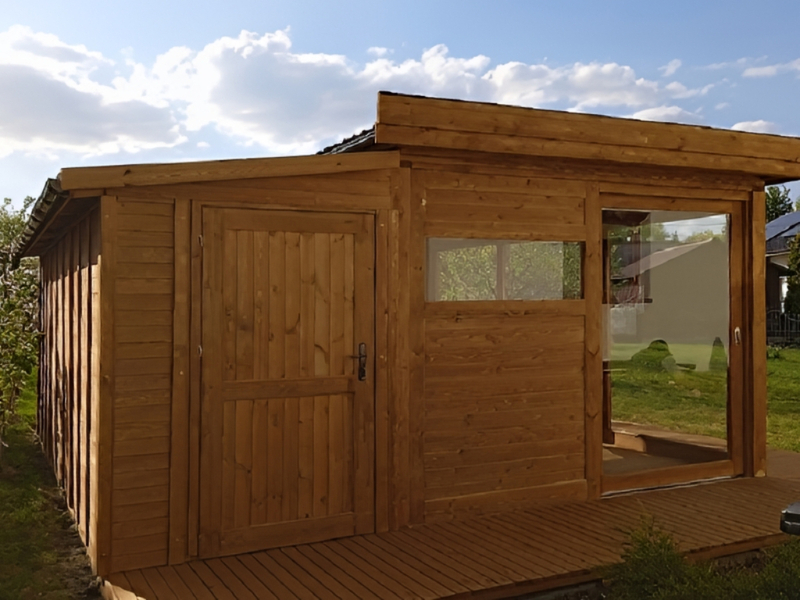 Altana 21 z przybudówką sosnowa prostokątna, szklana. Altana 21 z przybudówką sosnowa prostokątna, szklana.