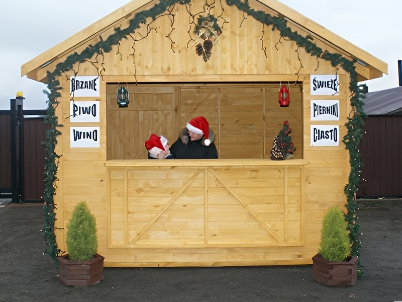 Domek handlowy nr 1 pokryty blachą Domek handlowy nr 1 pokryty blachą