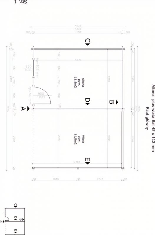 Domek z bali - Wiola - rzut główny domku