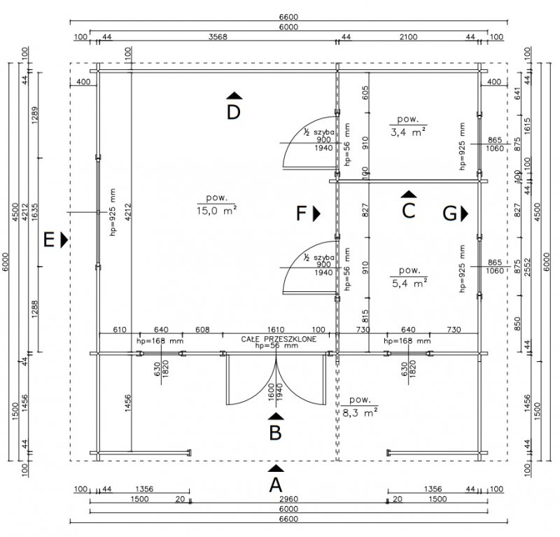 Domek z bali - Weekend - rzut główny domku
