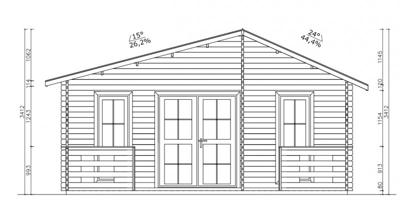 Domek z bali - Weekend - rzut główny domku