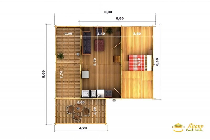 Domek letniskowy z bali z antresolą - Sara