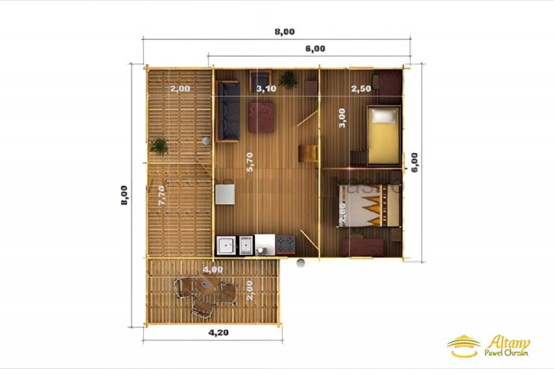 Domek letniskowy z bali z antresolą - Sara